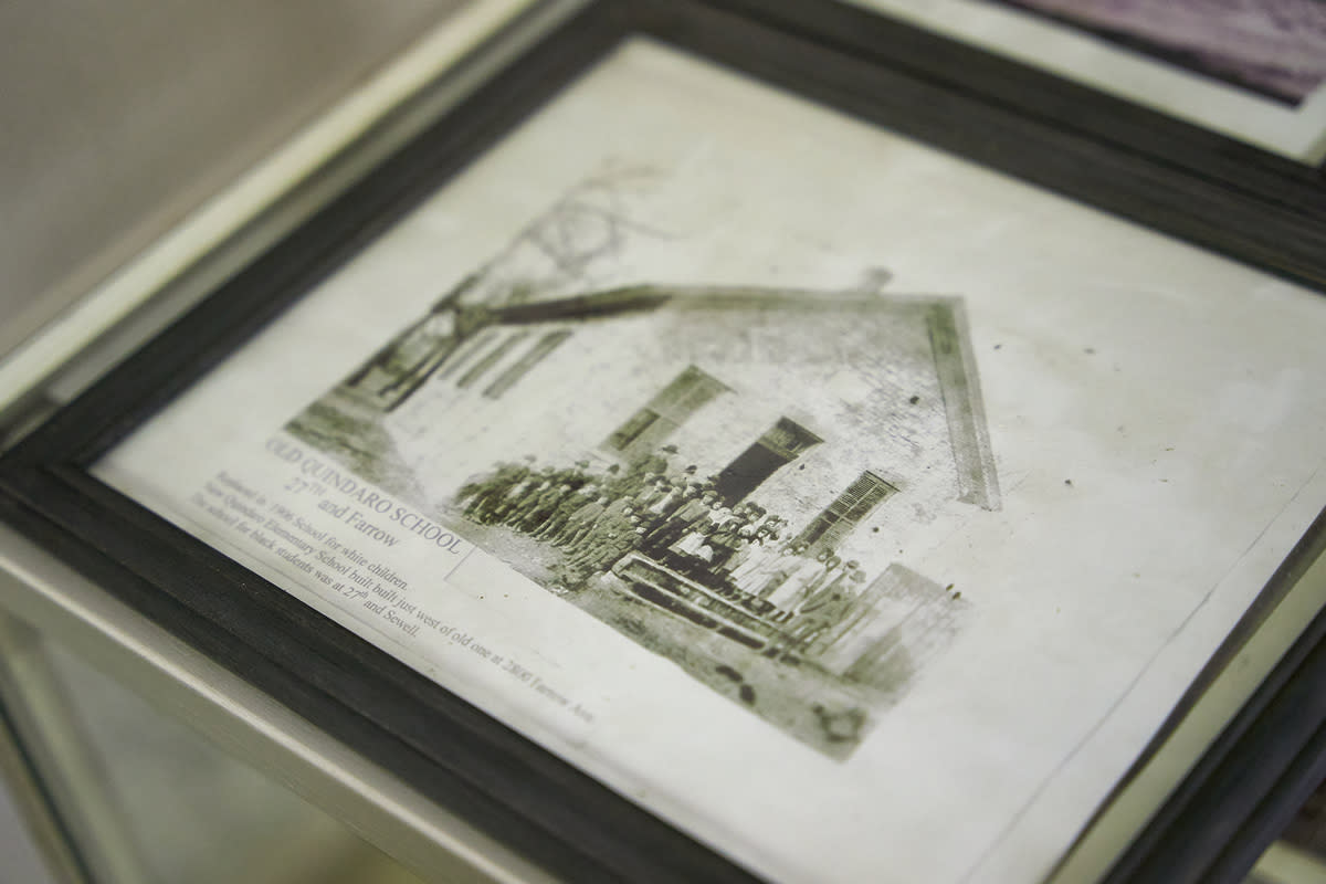 image of a historic photo of a school in a frame