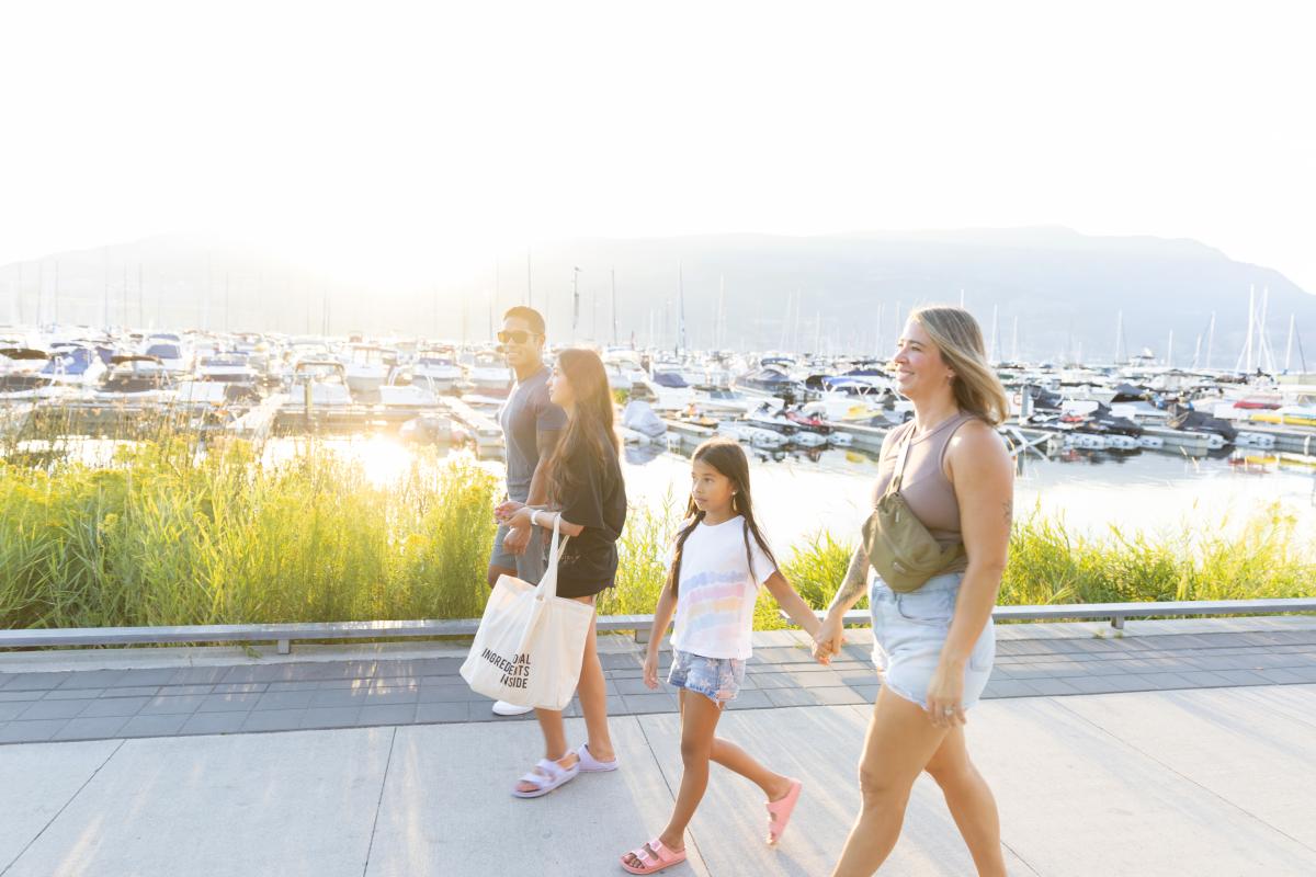 Family on Waterfront Boardwalk Downtown 1