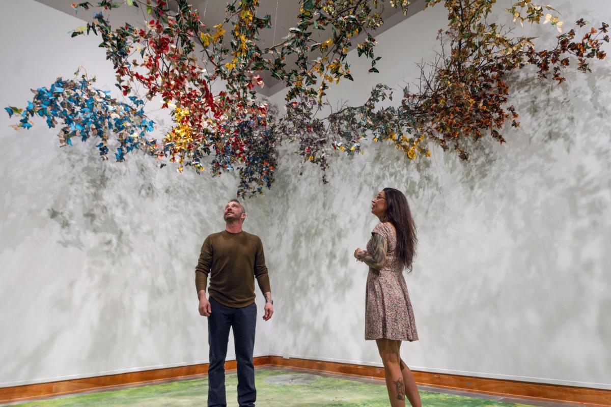 Couple exploring Kelowna Art Gallery, spring 2025