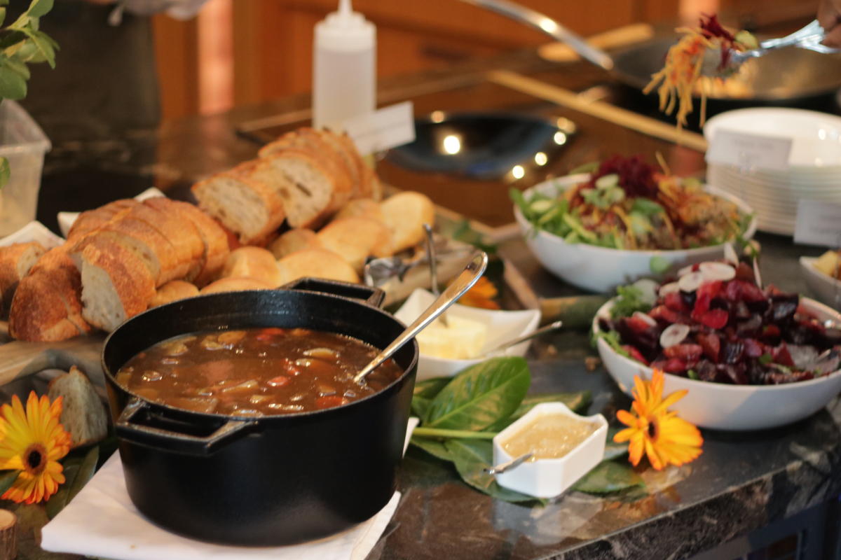 Table full of food at an event