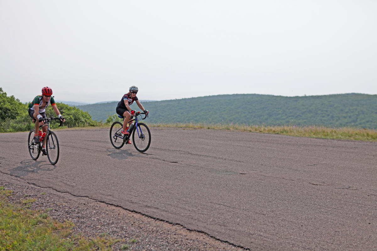 7.)	Tour Da Yoop, Eh cyclists reach the peak of Brockway.