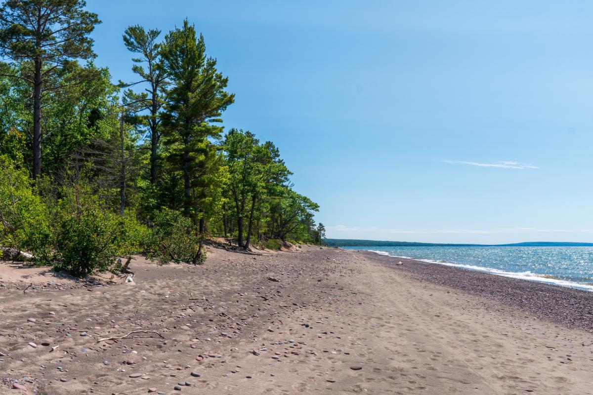 View of sandy Lake Superior Beach