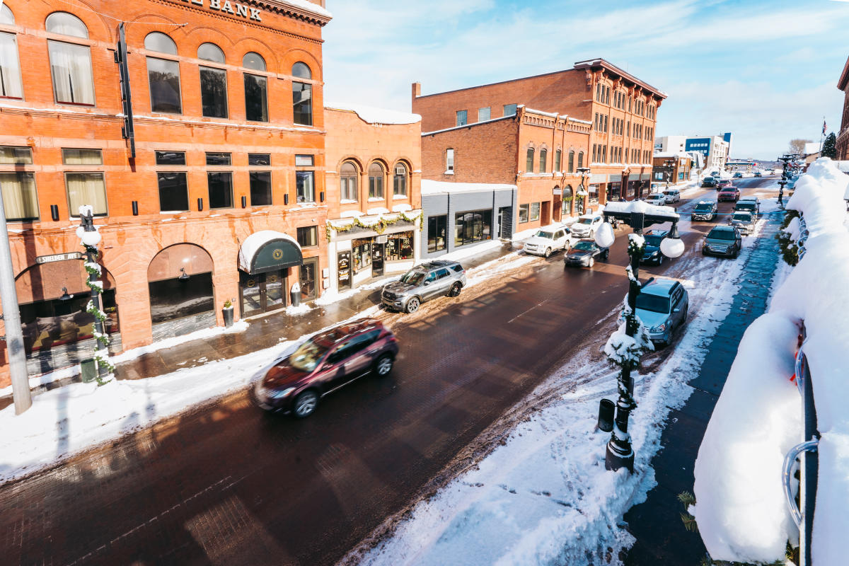 Jacobsville Sandstone buildings in downtown Houghton