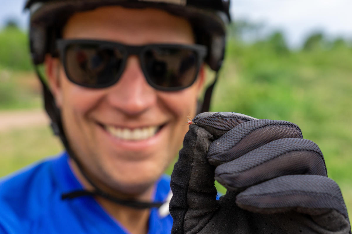 Biker squishes mosquito