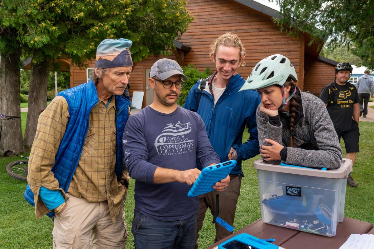 Volunteer timers at Trails Fest