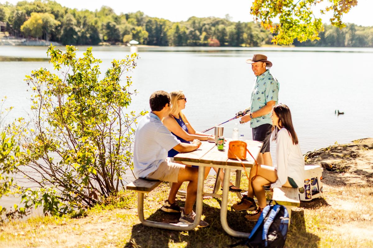 People enjoying a picnic at Latta Nature Preserve