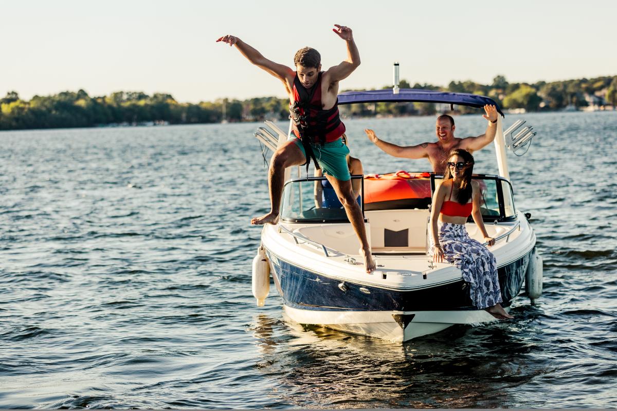 Jumping into the lake