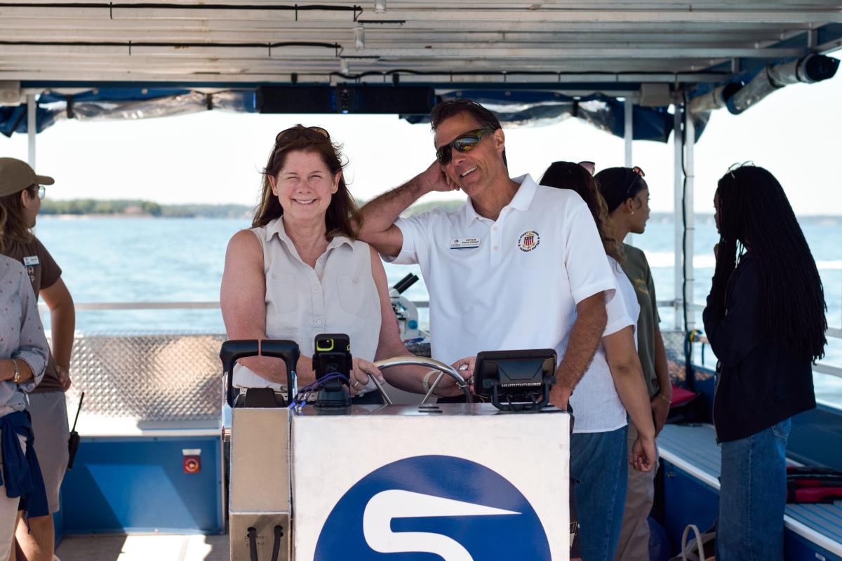 Captain Ronnie and Guest on the Catawba Riverkeeper Floating Classroom