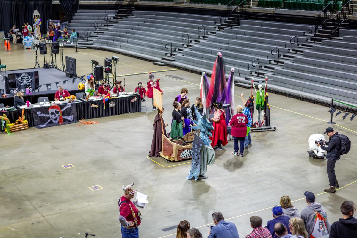 A high school team wraps up a challenge at Odyssey of the Mind