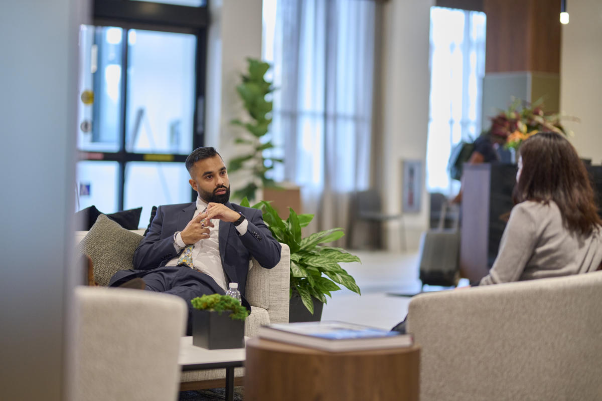 Man and woman at meeting in a quiet space