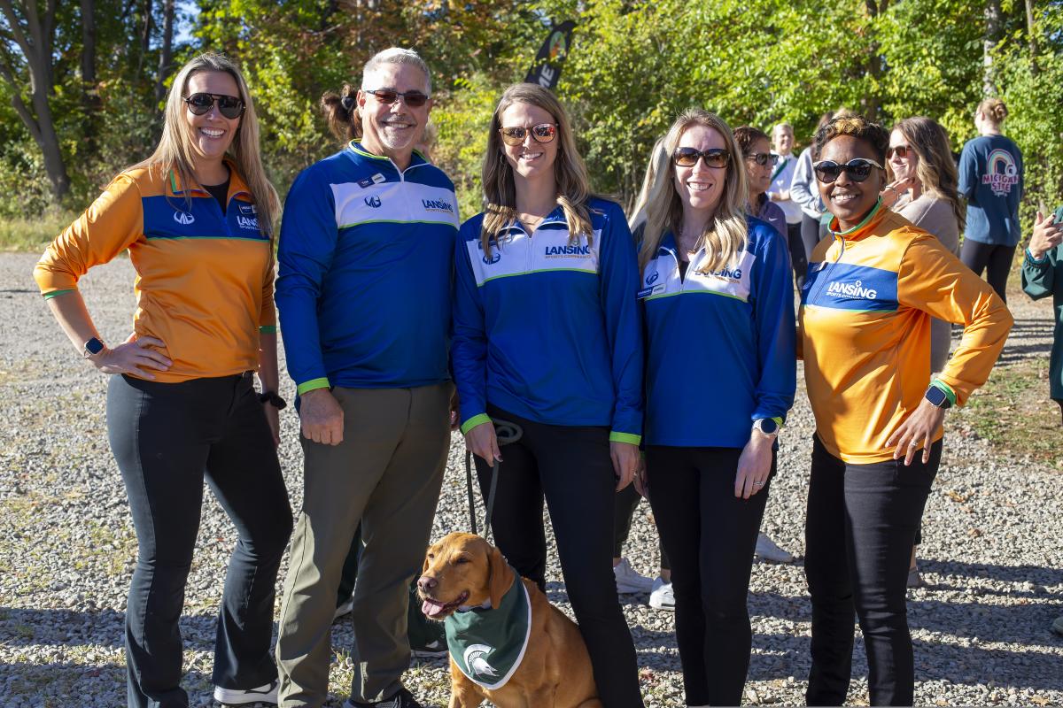 Lansing Sports Commission team: Lindsay Fast, Tom Kinder, Meghan Ziehmer, Barbara Powers, and Miranda Coleman