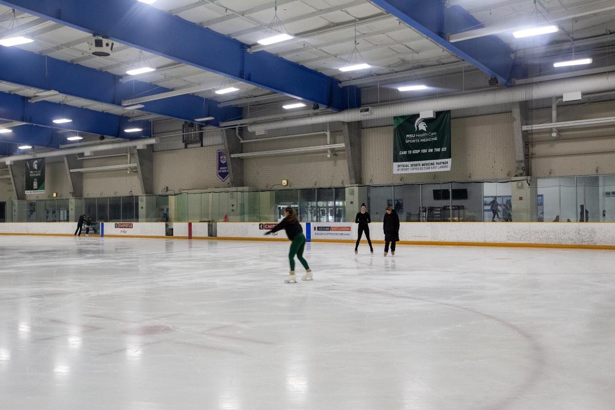 People skating on Rink 1 at Biggby Coffee Ice Cube East Lansing