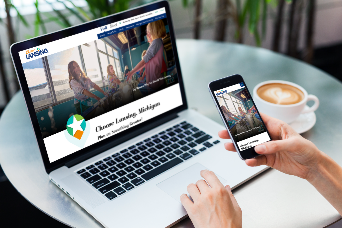 Desktop and mobile versions of the Lansing.org website