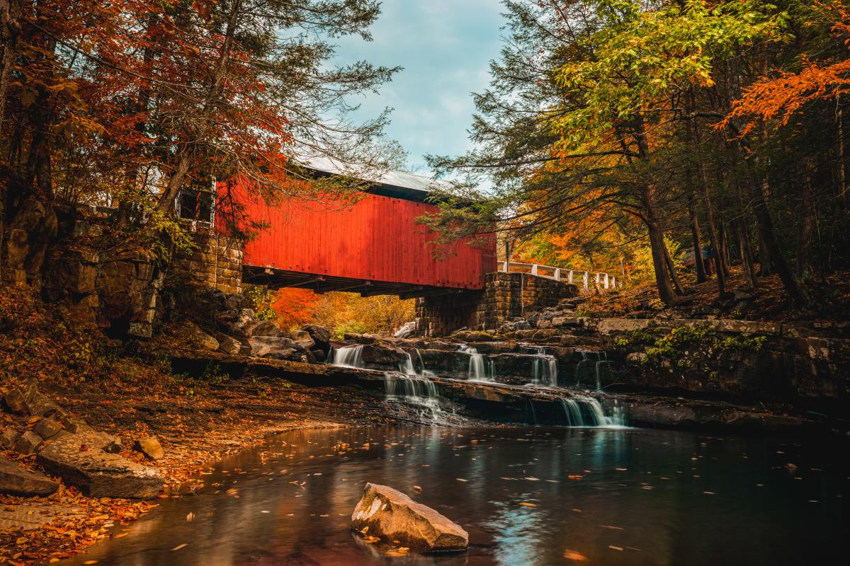 Packsaddle Bridge features stunning fall foliage views in the Laurel Highlands.