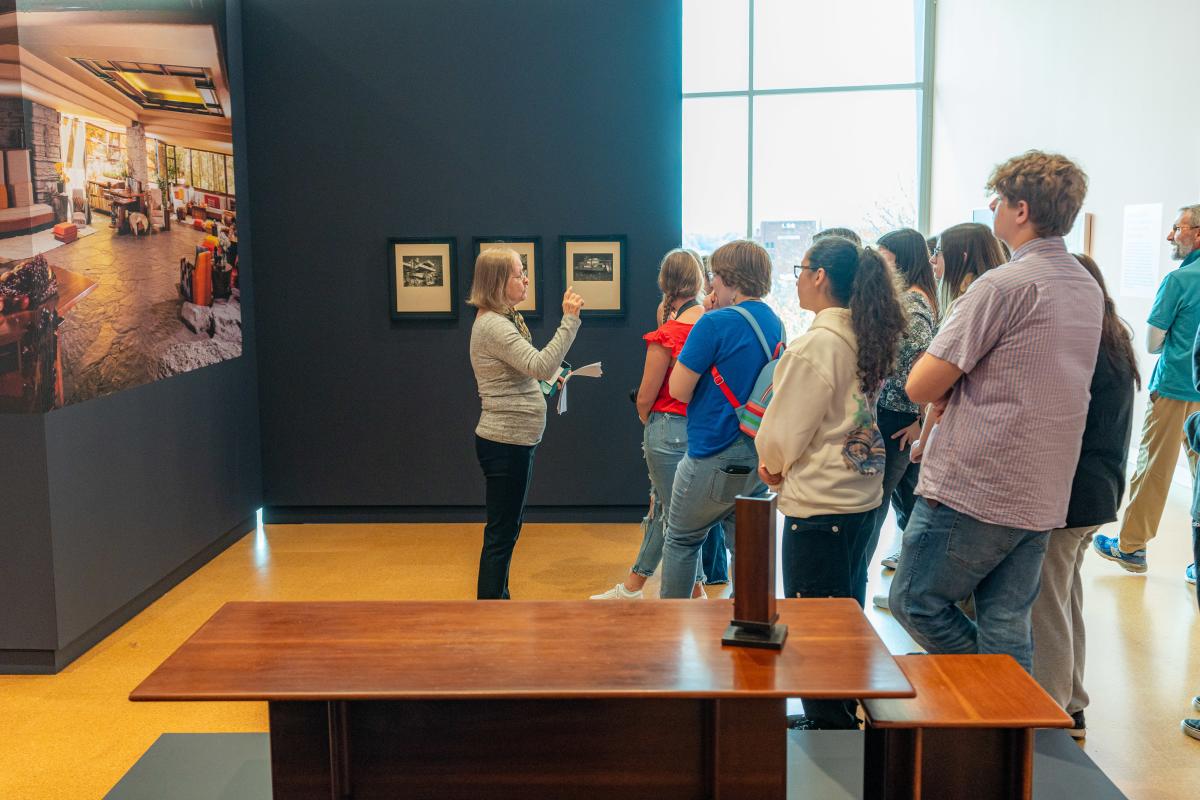 High school students learn about “Frank Lloyd Wright's Southwestern Pennsylvania” exhibit at The Westmoreland Museum of American Art in Greensburg.