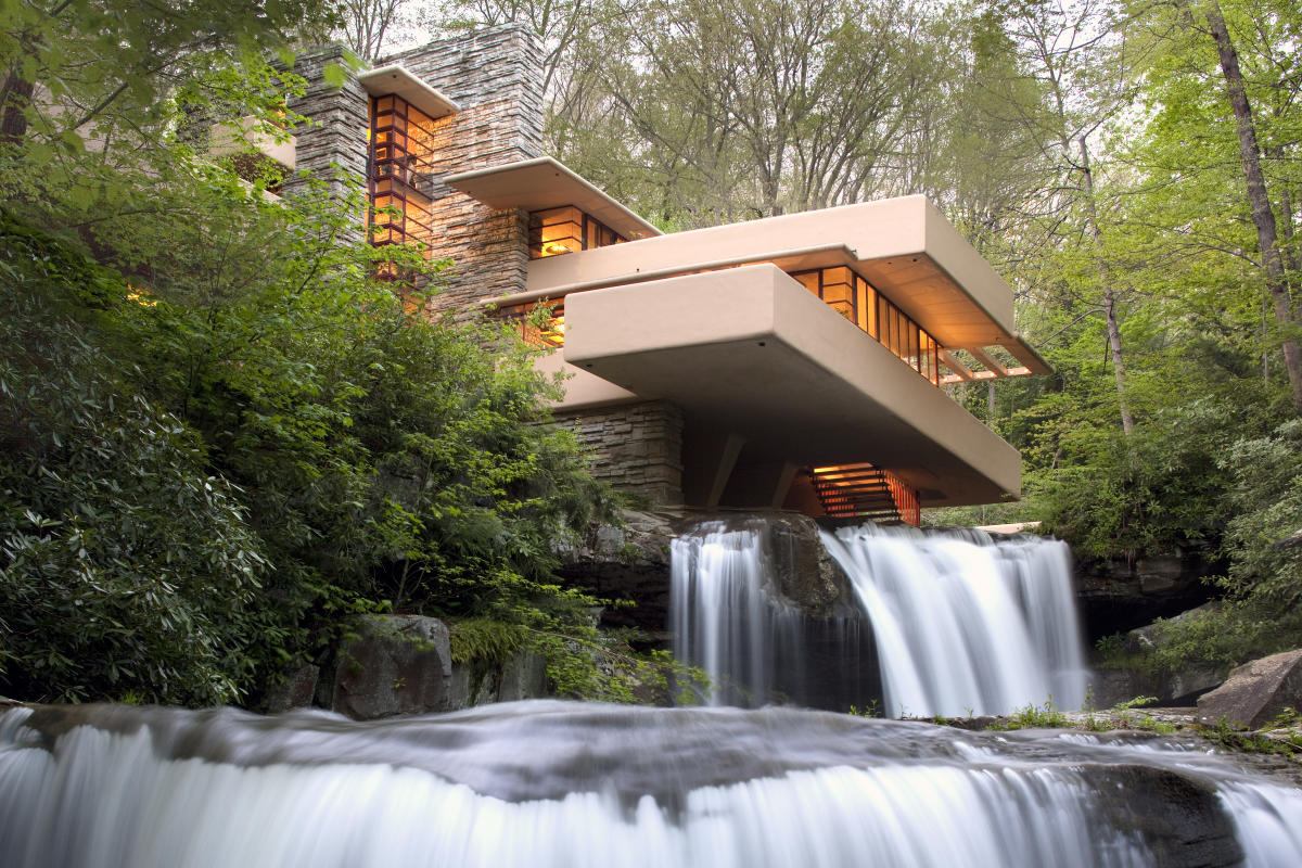 Frank Lloyd's Wright's Fallingwater home built over a waterfall