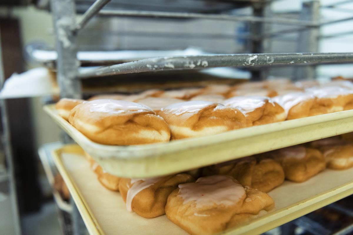 Cream Cheese Donuts at Munchers Bakery in Lawrence Kansas