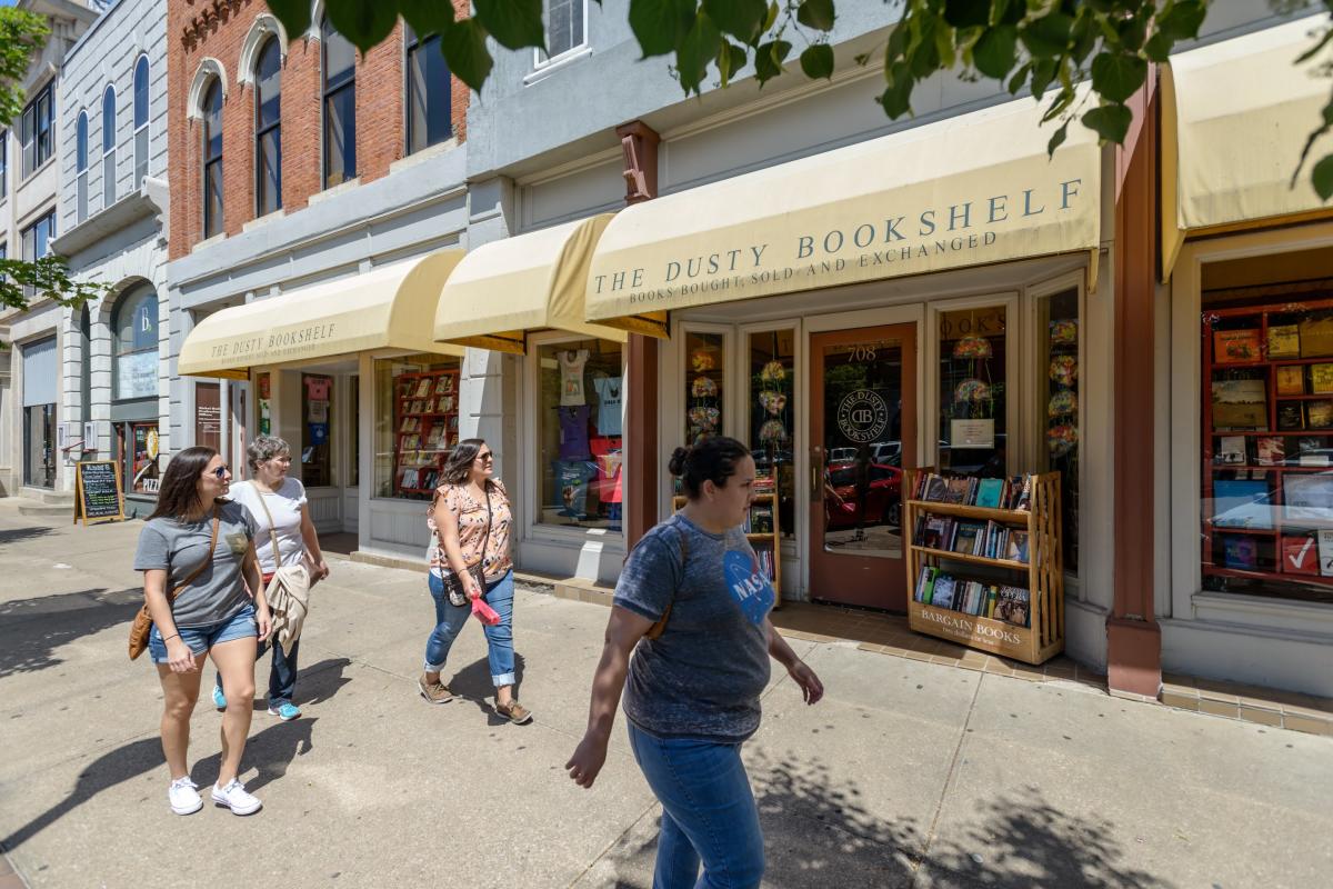 Dusty Bookshelf in Downtown Lawrence Kansas