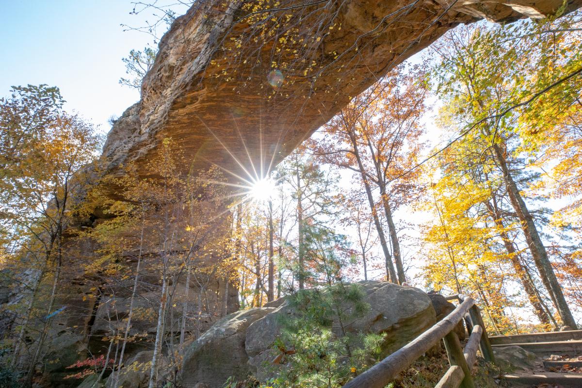 Natural Bridge Arch with Sun in the Background