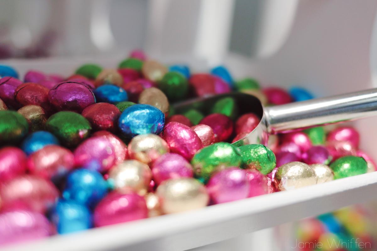 Image shows a selection of chocolate eggs.