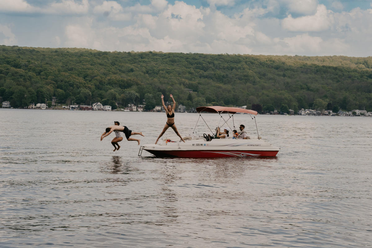 Kids Jumping off Pontoon