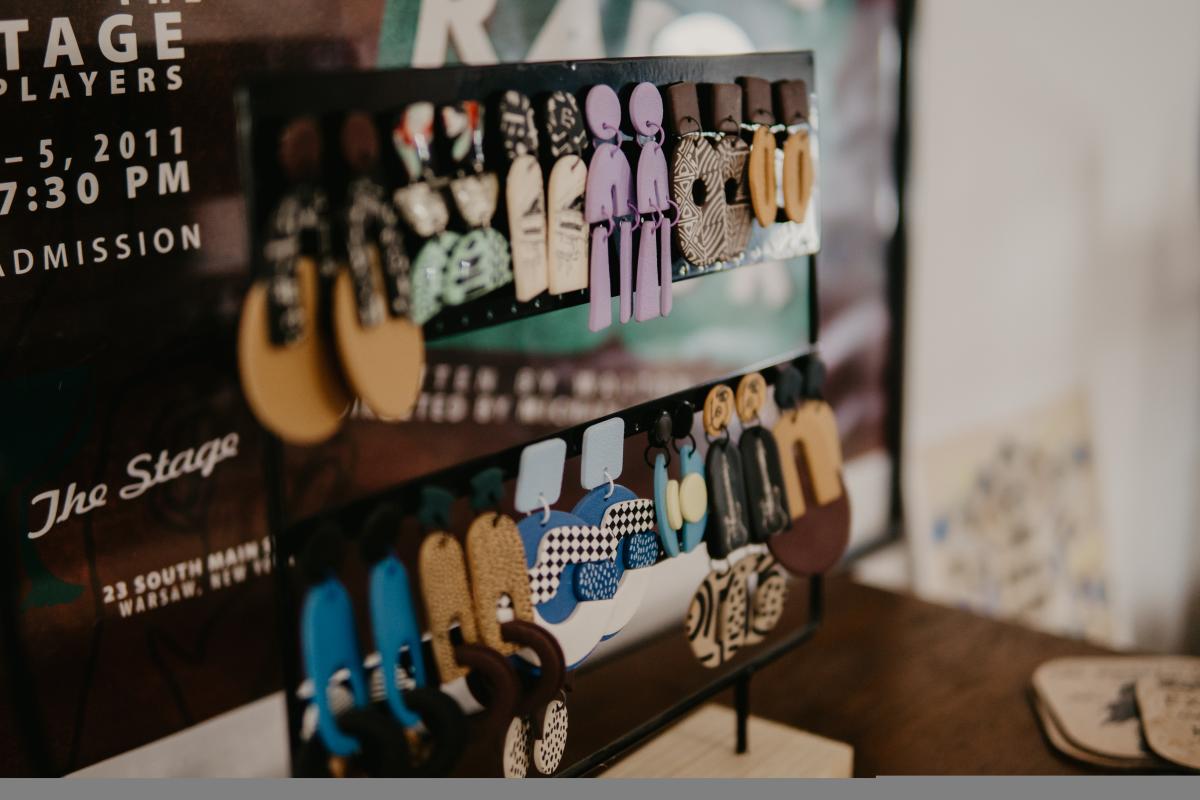 Earrings Hanging on Rack