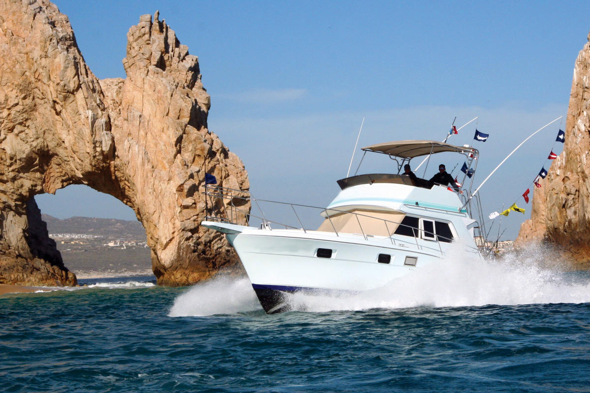 Boat riding the waters in Los Cabos