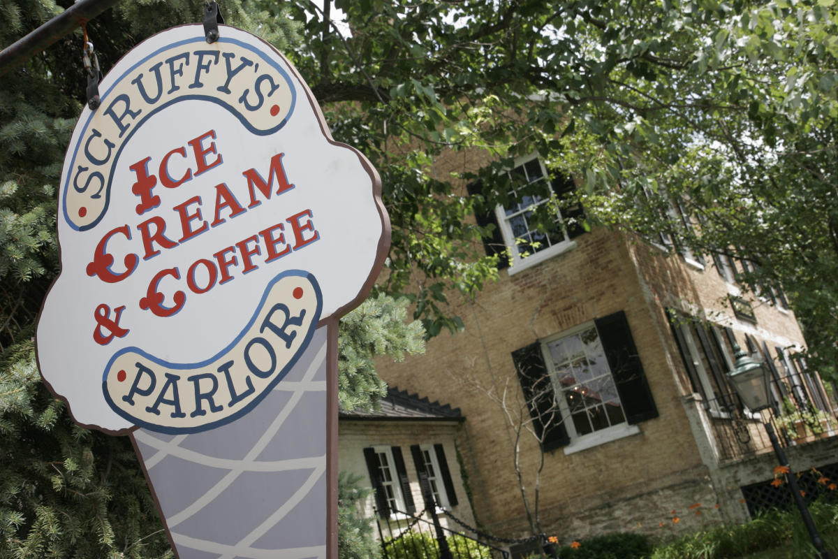 Scruffy's Ice Cream Parlor iconic sign in Middleburg, VA