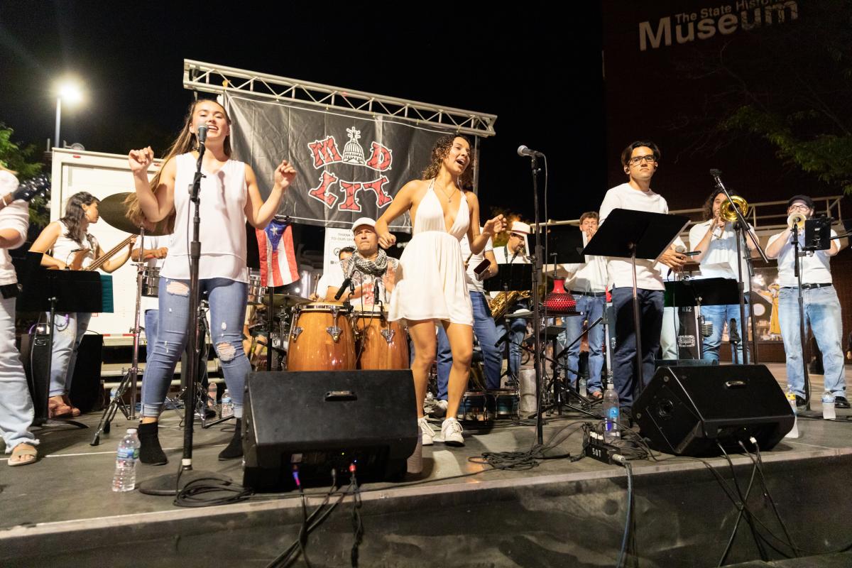 A band performs at the top of State Street