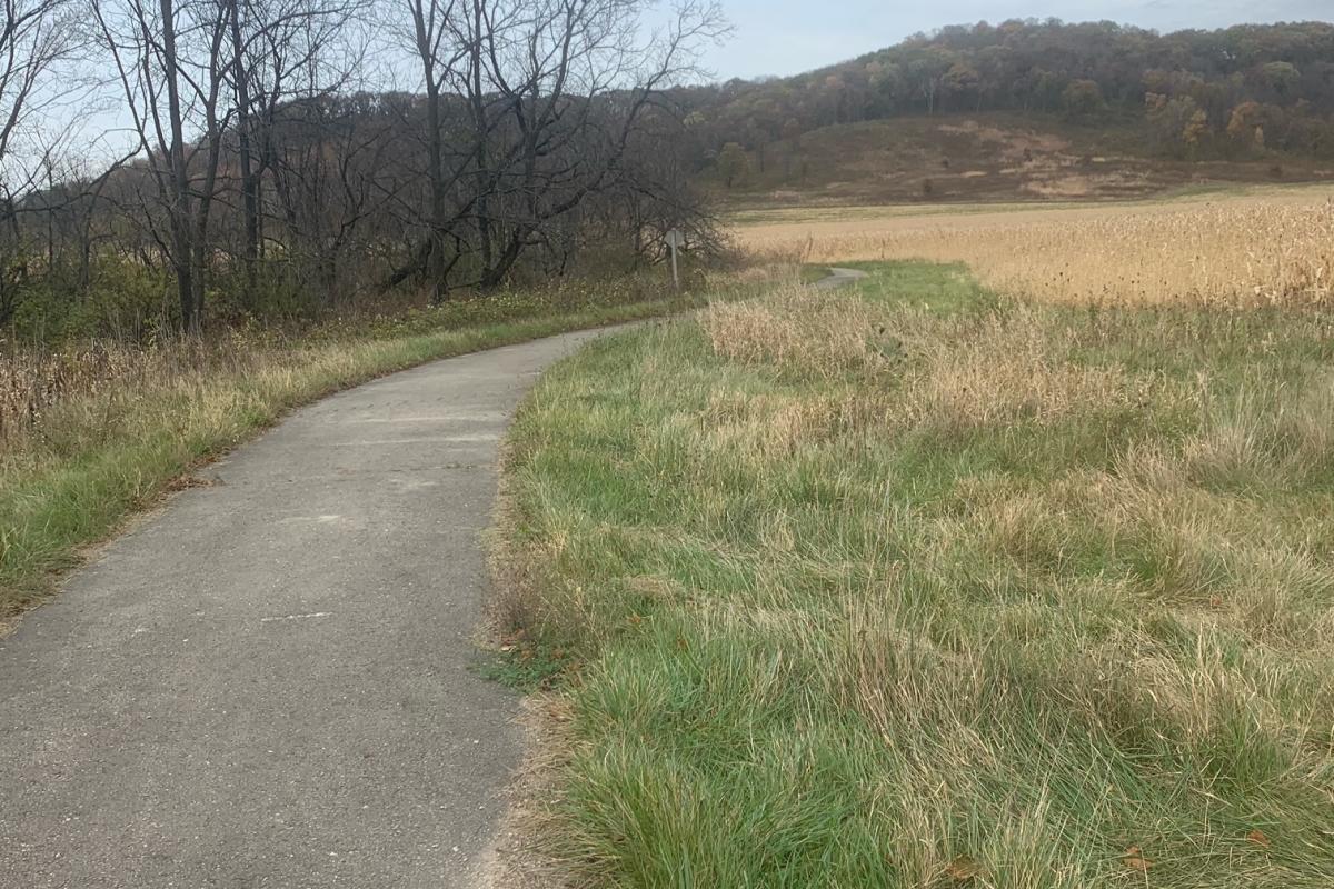 A paved section of the Welsh Hills Trail at Taliesin