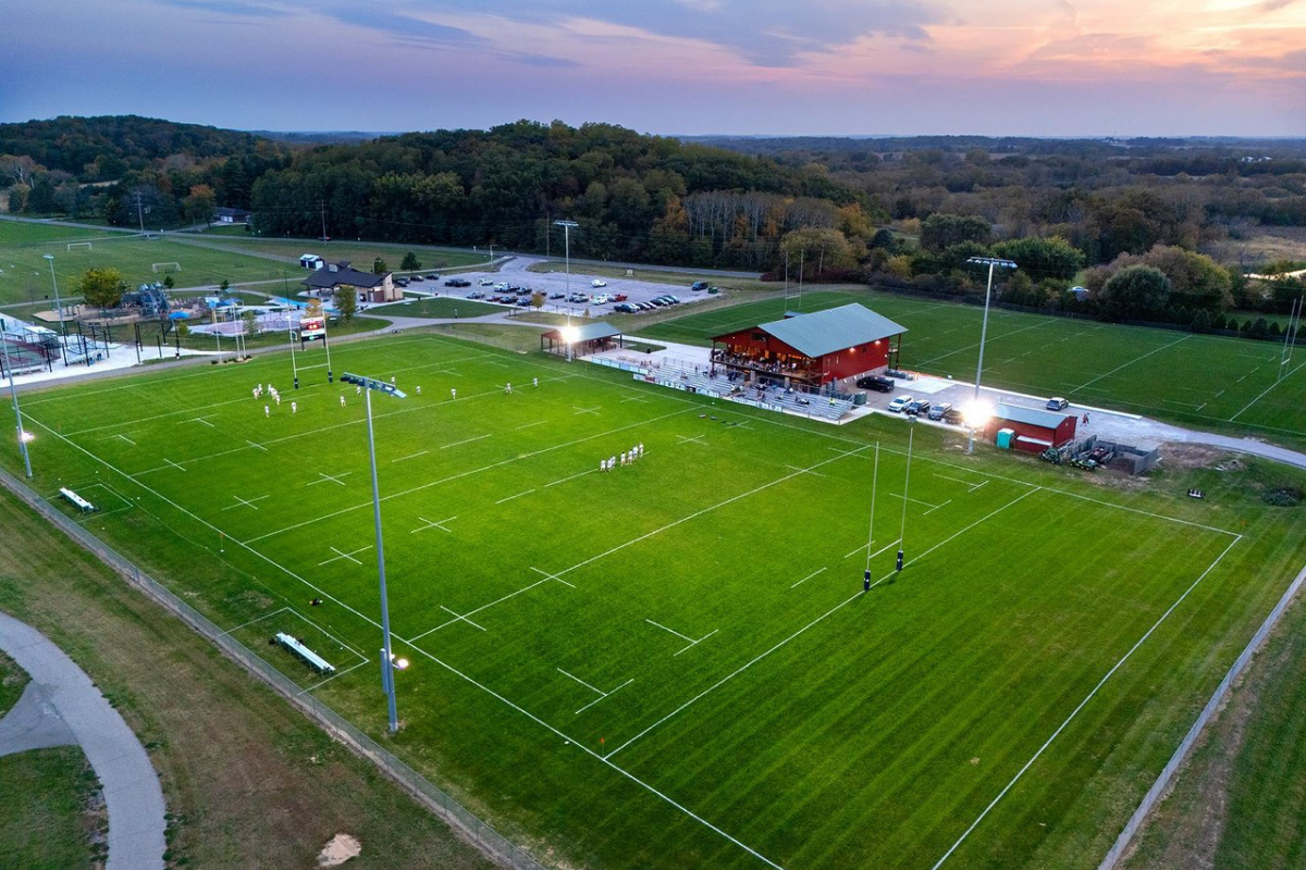 Aerial view of Rugby Athletic Complex in Cottage Grove