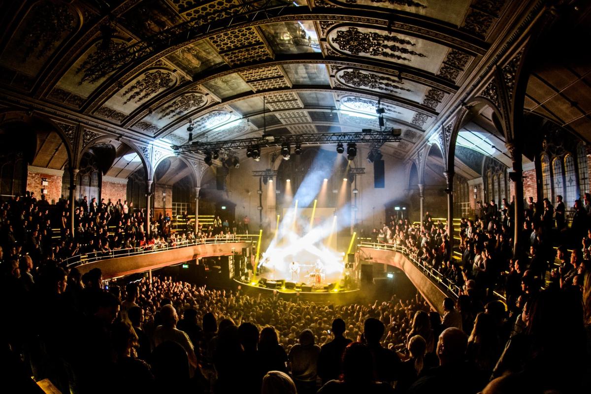 Light show at concert in Albert Hall, Manchester