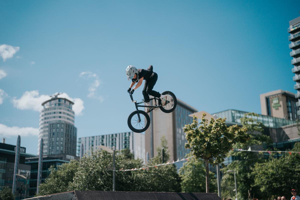 Bike stunt at We invented the weekend