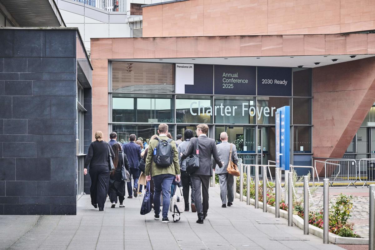 Outside manchester central at pensions uk