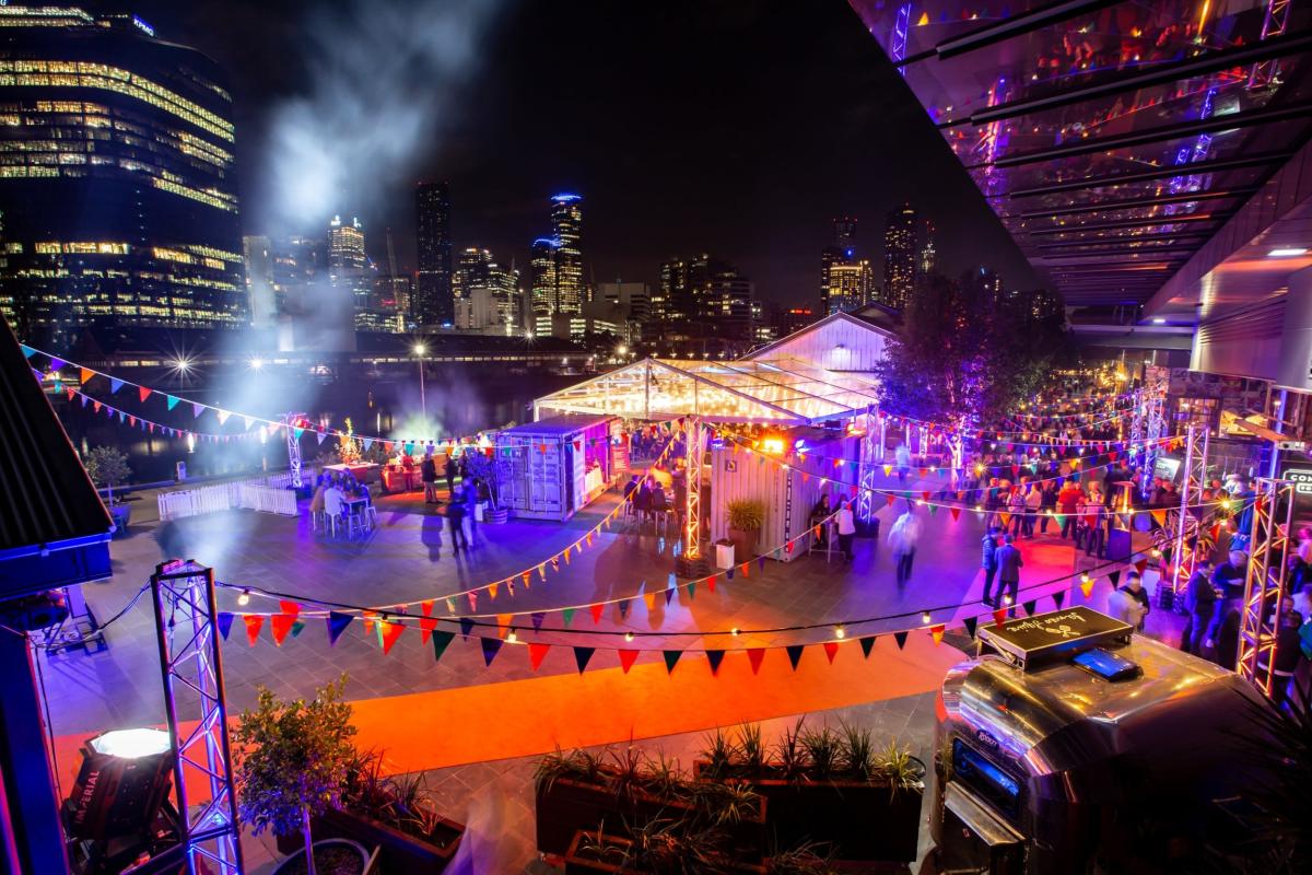 South Wharf Event Activation at Night in Melbourne