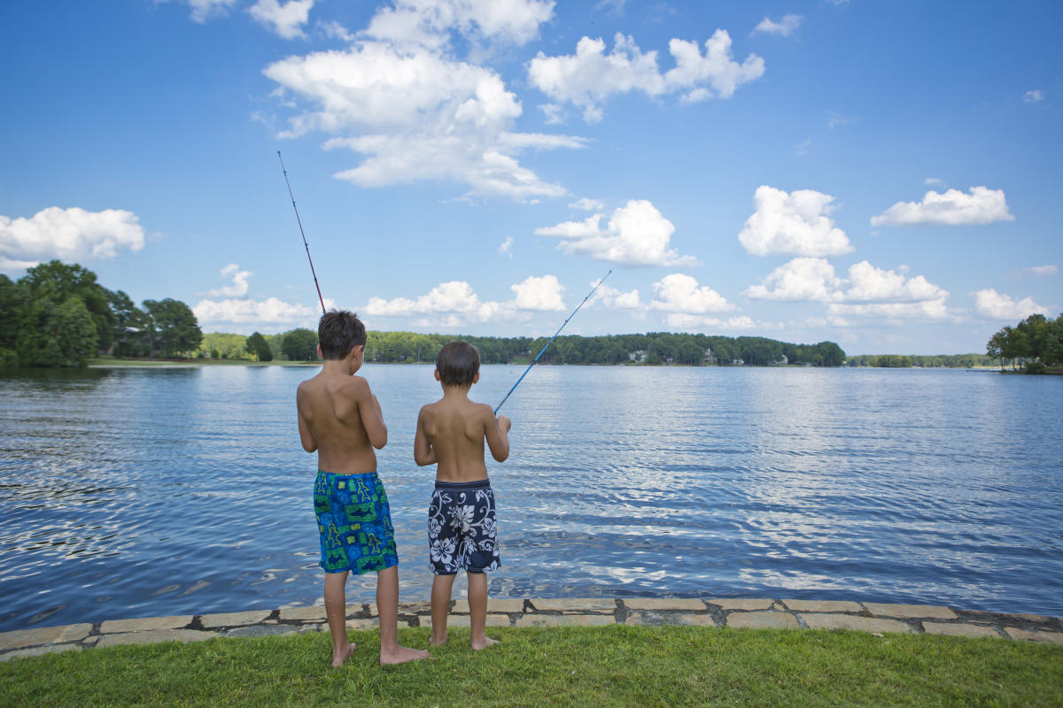 Two boys fishing at Lake Sinclair