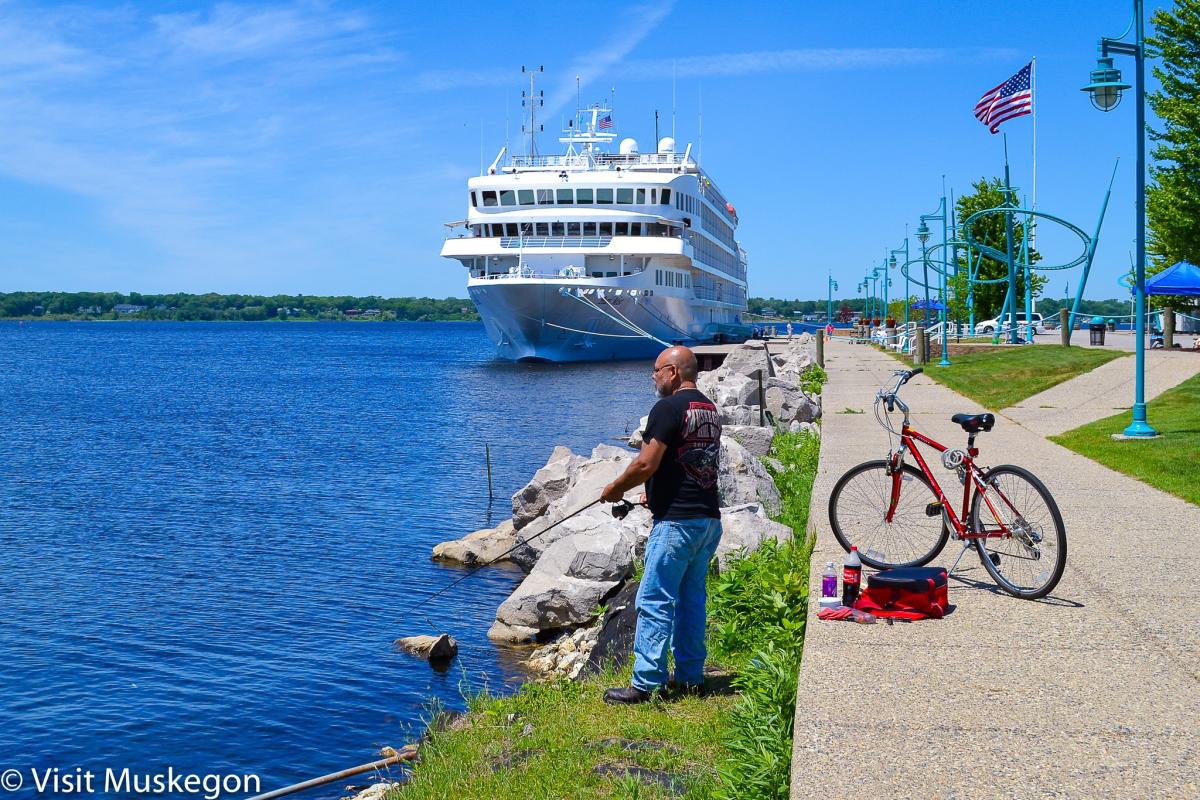 fishing in front of pearl mist at heritage landing