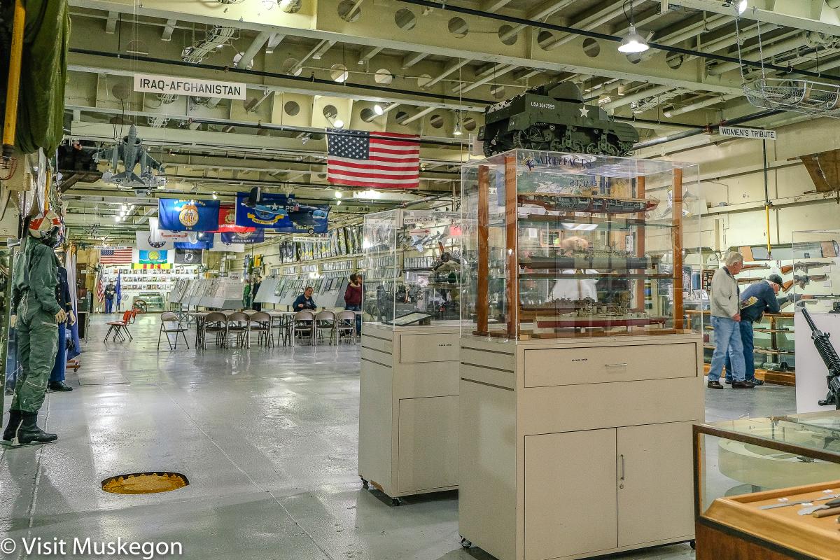Overview of USS LST 393 museum displays