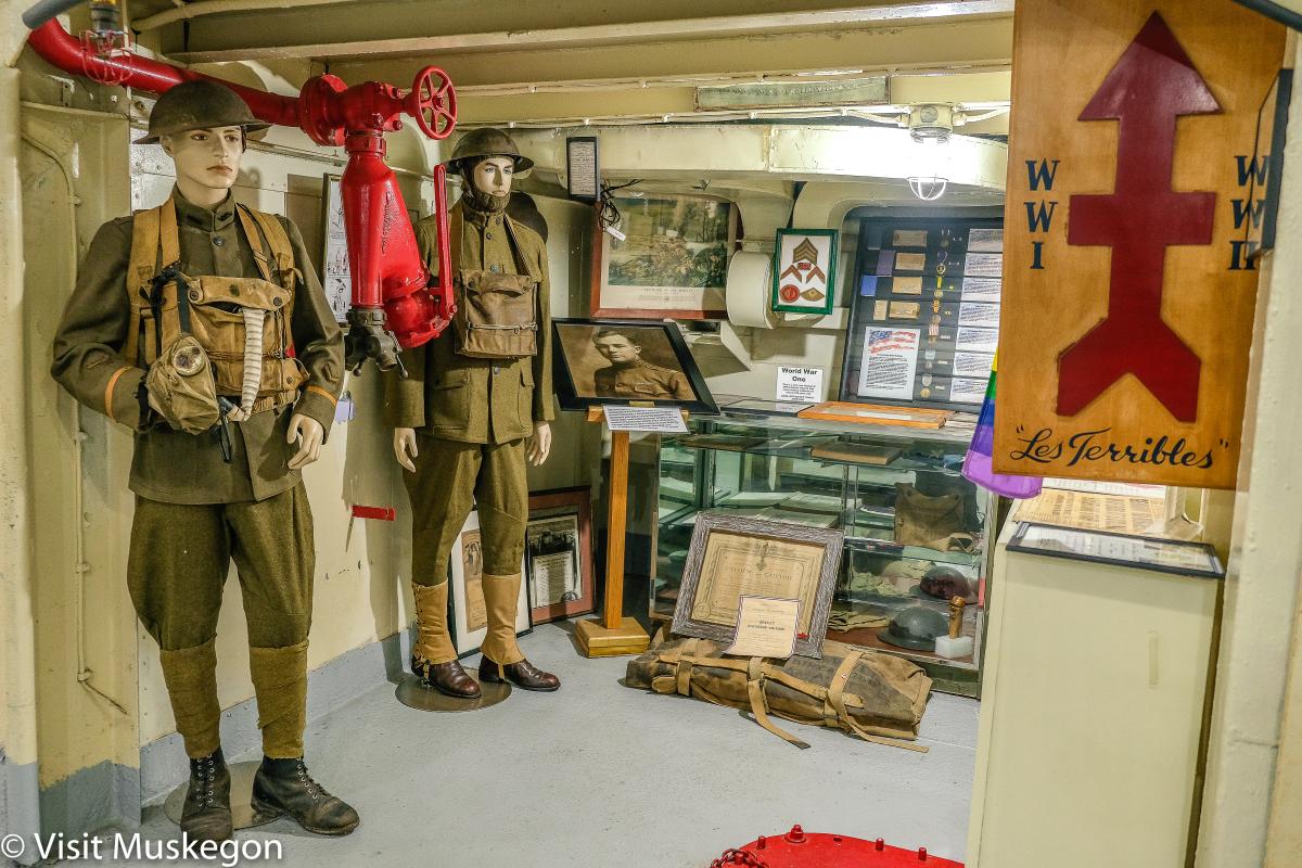 USS LST 393 mannequins dressed in WW1 uniforms