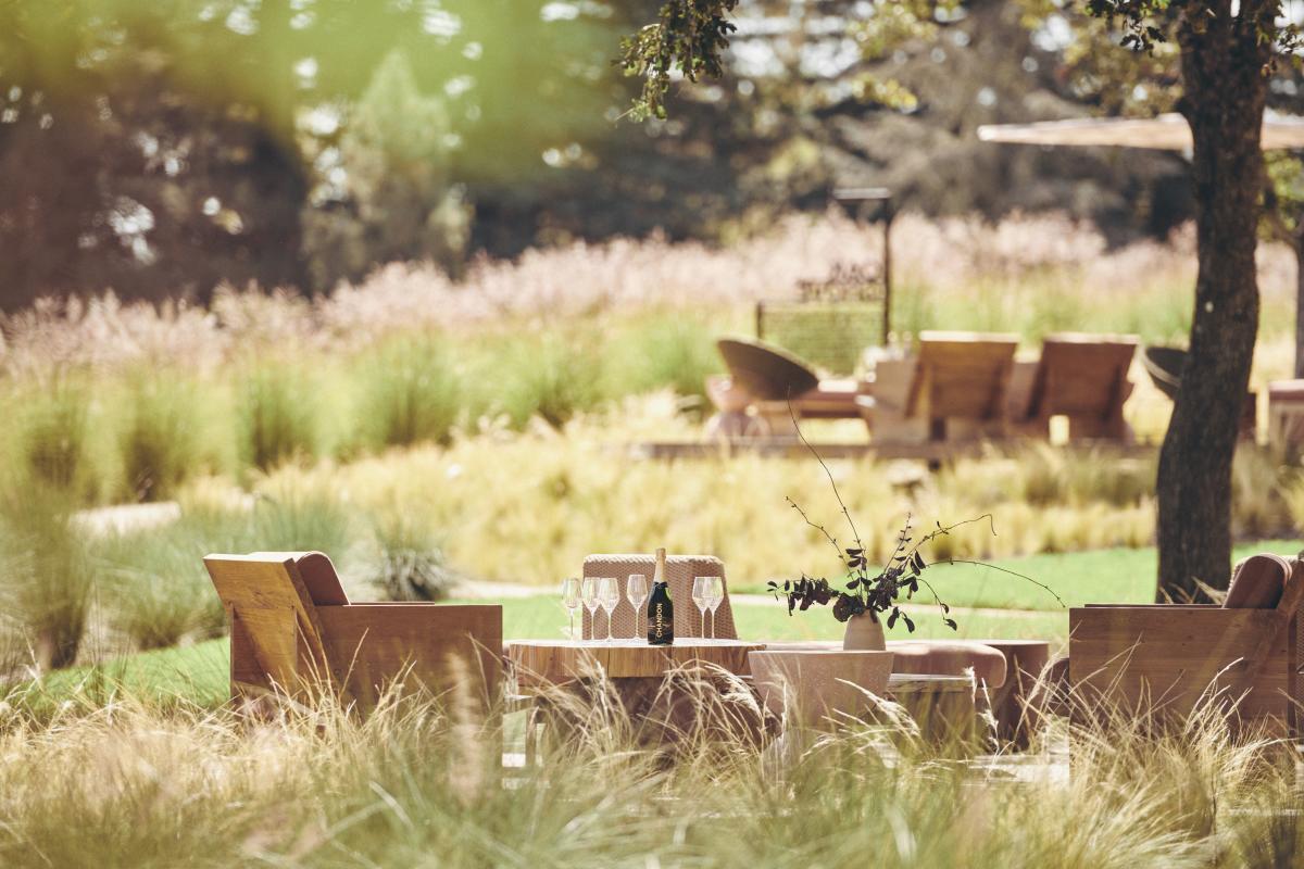 Chandon outdoor wine tasting setup