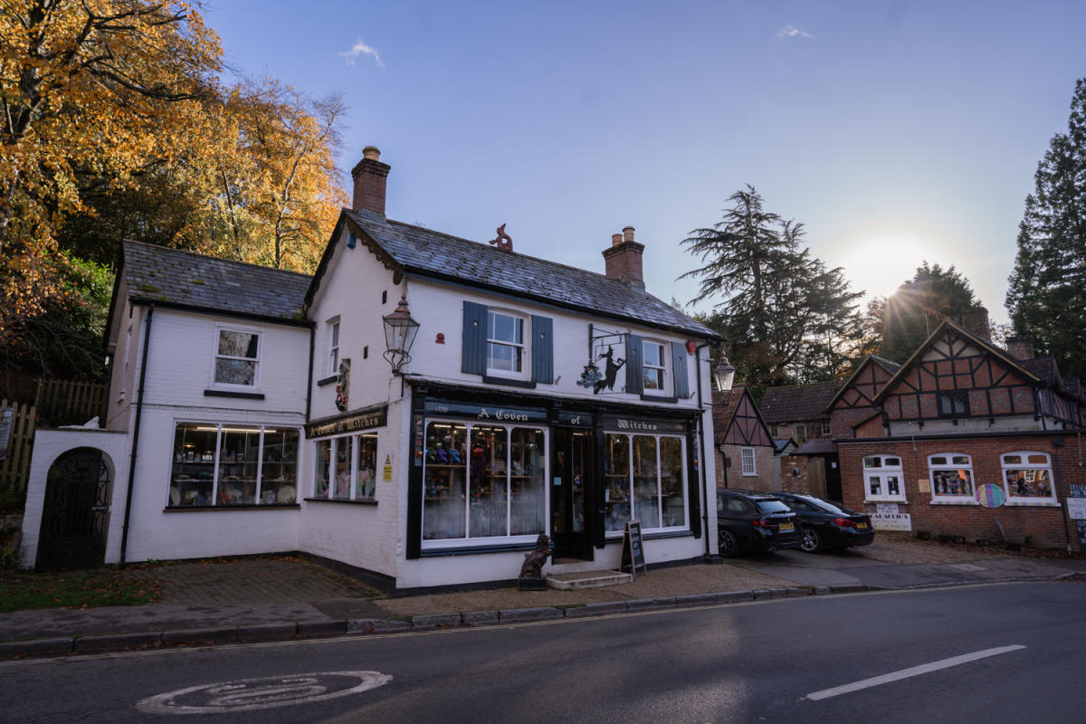A coven of witches exterior in Burley in the New Forest