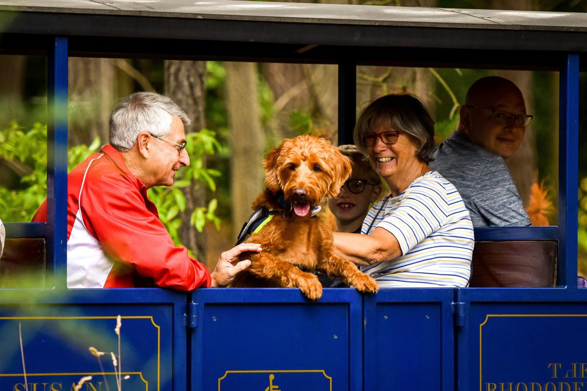 Exbury Gardens - family with dog on steam railway