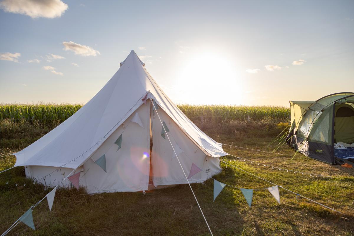 Glamping at The Old Airfield exterior shot