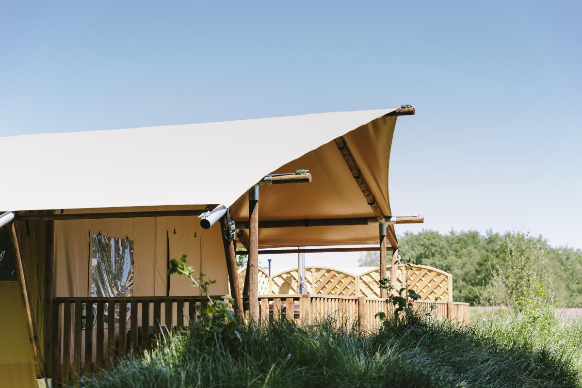 Exterior of Safari Tent at Green Hill Farm Holiday Village in the New Forest