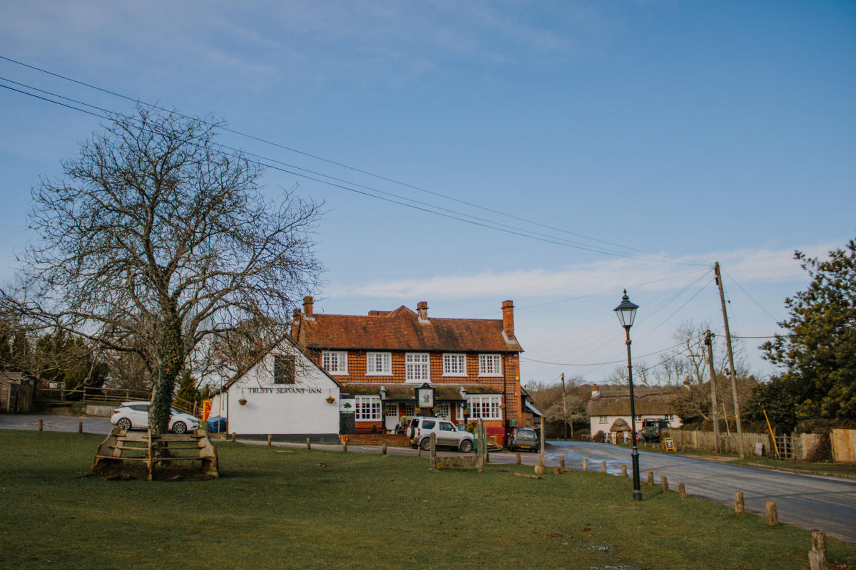 Trusty Servant and the village green in Minstead in the New Forest