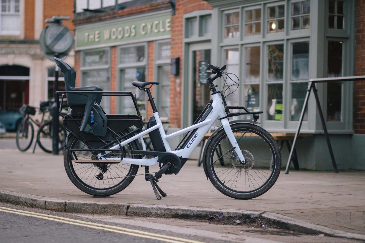 E-cargo bike at The Woods Cyclery in the New Forest