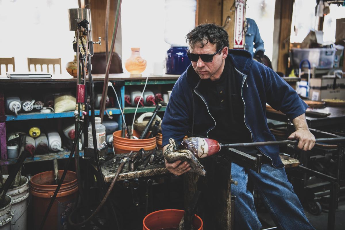 Robert “Spooner” Marcus at Prairie Dog Glass, in Santa Fe