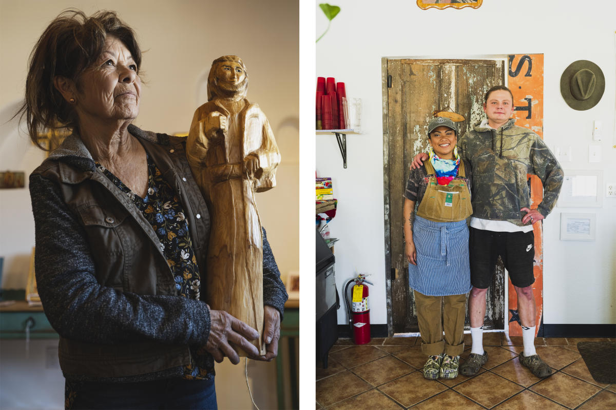 Santera Mary Rose Pino at La Posada Art Gallery and the owners of Tumbleweeds Diner in Magdalena