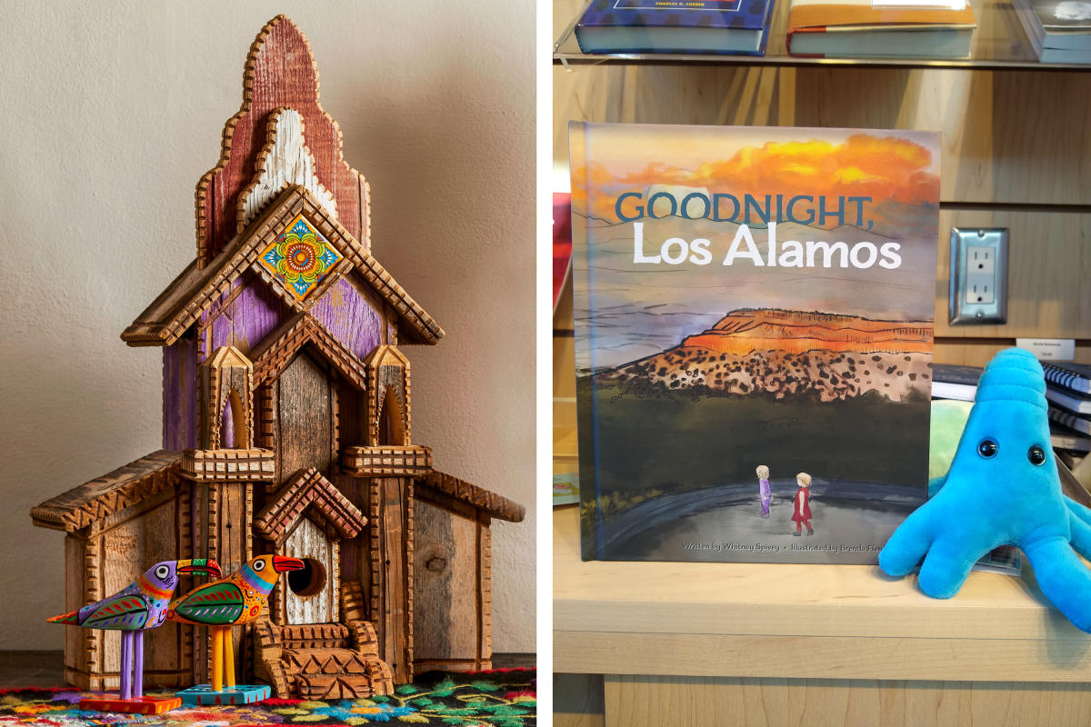 A thomas Hogan birdhouse from La Fonda (left) and education ideas from Gadgets (right)