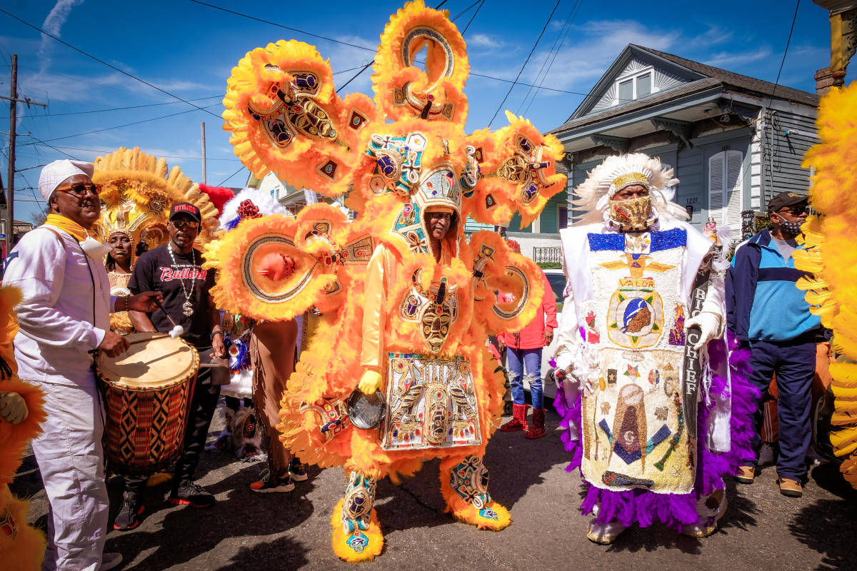 Mardi Gras Indians on Mardi Gras Day